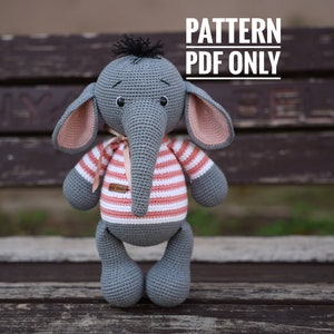 Plushie toy Elephant crochet pattern, elephant pattern, Crochet toy, Stuffed elephant, Safari birthday, Jungle Zoo