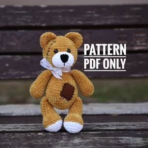 Crochet bear teddy pattern, bear gift pattern, Stuffed teddy bear pattern, Custom plush, Personalized gift, Baby keepsake, bear decor