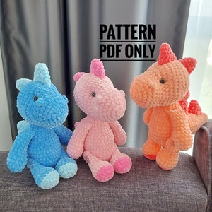 Crochet plushie dinosaur pattern in English, Babies Collection - Amigurumi Toys pattern, Instant PDF Download