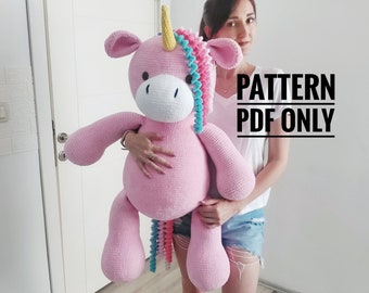 Crochet big pink house - unicorn pillow pattern, big horse pattern, Amigurumi patterns, Crochet unicorn tutorial