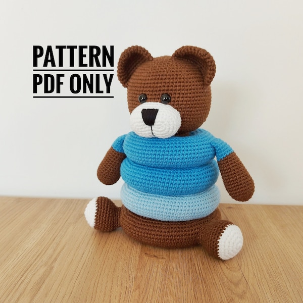 Stacking bear crochet English pattern, montessori bear toy pattern, Crochet toys pattern, Jungle Zoo