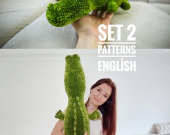 Crochet Crocodile Pattern Set: Amigurumi Alligator Toy, Small & Giant Sizes (PDF Pattern)