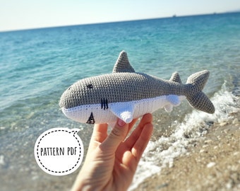 Schema amigurumi squalo all'uncinetto - Peluche oceano (schema PDF)