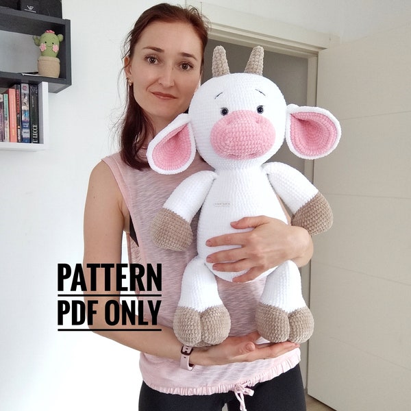 crochet big cow toy pattern, CROCHET PDF PATTERN (English)