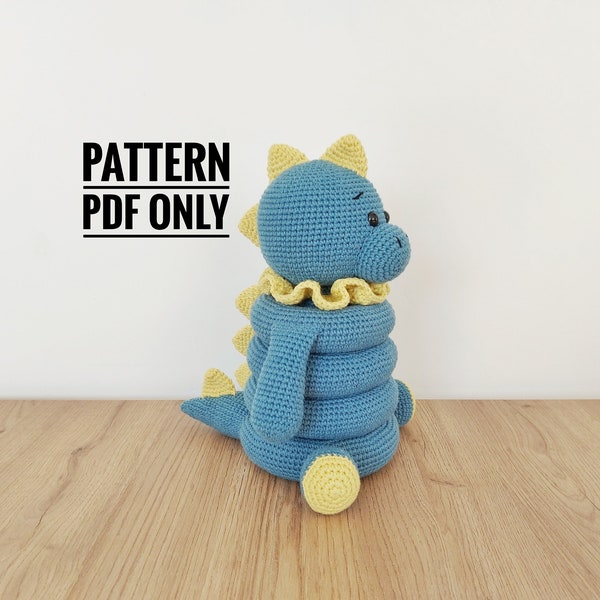 Patrón de crochet de dinosaurio apilable, patrón de juguete de dinosaurio montessori, patrón de juguetes de ganchillo, Jungle Zoo