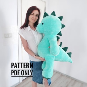 PDF plush big dinosaur Crochet Pattern, big dinosaur Crochet Pattern, big dinosaur Amigurumi Pattern (English)