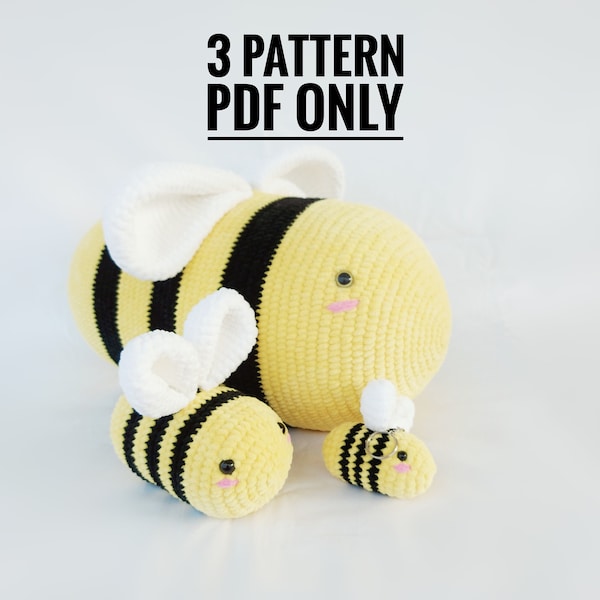 Crochet bee patern, bee decor, Crochet keyring gift for her, Bee Pillow, Mini Bee, Smol Bee Crochet Pattern, file pdf