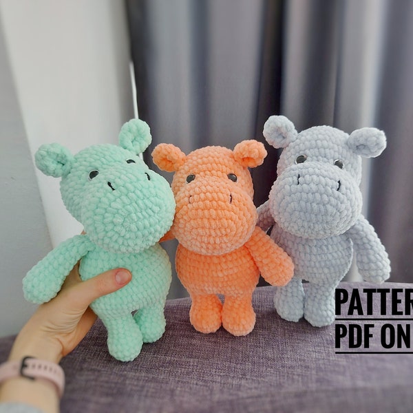 crochet Hippo plush pattern, river-horse pattern, hippopotamus gift,  CROCHET PDF PATTERN (English)