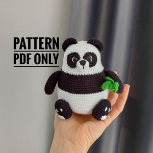 Crochet panda bear toy amigurumi pattern, easy crochet toy pdf pattern, crochet animals pattern