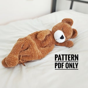 Crochet bear comforter pattern, hide pajamas bear pattern, Crochet Bear Lovey, Comforter blanket, Children&#39;s Gift, Kawaii, Digital PDF