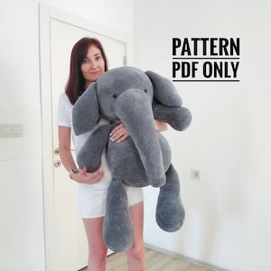 Crochet big grey elephant pillow pattern, big elephant pattern, Amigurumi patterns, Crochet elephant tutorial