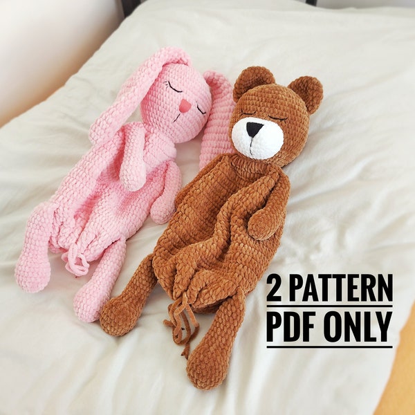 Crochet comforter bear and bunny pattern, hide pajamas bear pattern, Amigurumi pattern, Crochet Bear and bunny tutorial
