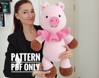 Schwein, gehäkelt von einem süßen Plüschtier (PDF-Muster)