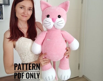 Crochet Big Cat Doll Pattern: Amigurumi Kitten Instructions (PDF Pattern)