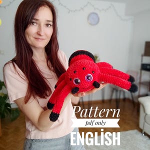 Crochet Spider Pattern – Cute Plush Spider Amigurumi, Red Black Spider Toy PDF Tutorial, Easy Halloween Crochet Pattern