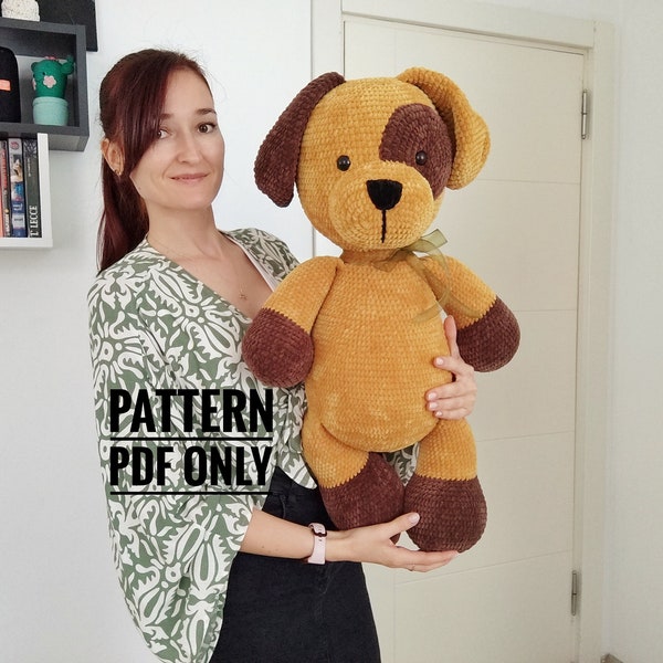 PDF plush big dog Crochet Pattern English, big puppy Crochet Pattern, big puppy Amigurumi Pattern (English)