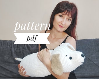 Crochet puppy pillow pattern, puppy toy pattern, Amigurumi dog pattern