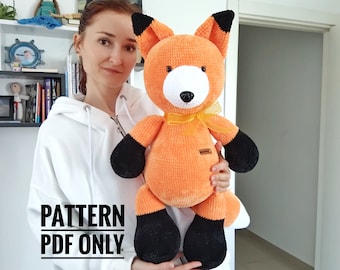 Plush Big Red Fox Crochet Pattern: Amigurumi Toy (PDF Pattern)