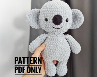 Plushie toy koala crochet pattern, koala pattern, Crochet toy, Stuffed koala, Safari birthday, Jungle Zoo