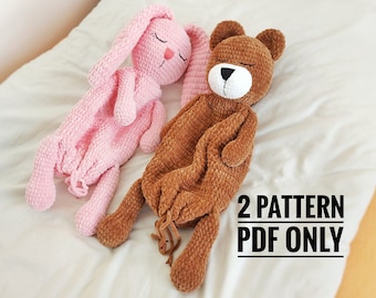 Crochet comforter bear and bunny pattern, hide pajamas bear pattern, Amigurumi pattern, Crochet Bear and bunny tutorial