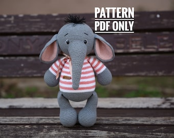 Crochet Elephant Pattern PDF – Amigurumi Stuffed Toy Tutorial