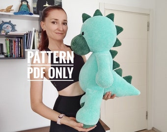 Crochet Dinosaur Pattern: Big Amigurumi Plush Toy (PDF)