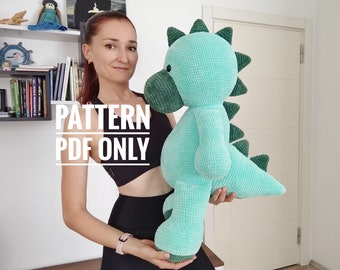 PDF peluche grand dinosaure Crochet Pattern, grand dinosaure Crochet Pattern, grand dinosaure Amigurumi Pattern (anglais)