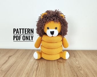 Crochet Lion Stacking Toy Pattern: Montessori Stuffed Animal (PDF Pattern)