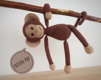 Crochet brown monkey toy pattern, Amigurumi monkey PDF, Monkey Pattern,  Michael the Monkey, PDF Tutorial, instant download