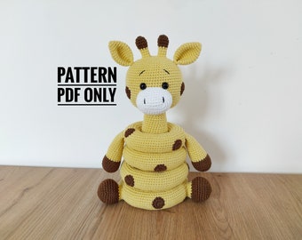 Stacking toy giraffe crochet pattern English, montessori giraffe pattern, Crochet giraffe toy, Stuffed giraffe, Safari birthday, Jungle Zoo