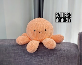 Crochet Octopus Pillow Pattern: Giant Velvet Plushie (PDF Pattern)