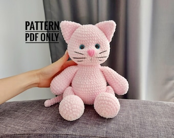 Crochet cat doll patern English, Cat Amigurumi Pattern, seamless crocheted kitten instructions, baby shower, birthday gift, home decor