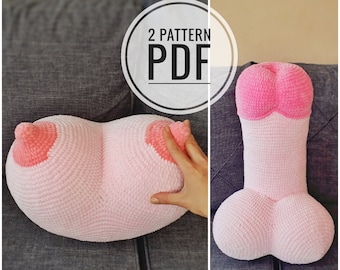 Patrón de almohada de crochet divertida en PDF, peluche novedoso para adultos (principiante)