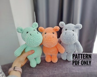 crochet Hippo plush pattern, river-horse pattern, hippopotamus gift,  CROCHET PDF PATTERN (English)