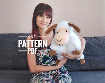 Crochet cheep pillow pattern, amigurumi pdf tutorial, Crochet lamb pillow pattern