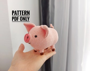 Pattern instructed Pig, funny pig pattern, Piggy Pillow Pattern, Cute Pig Plushie Pattern, Crochet Piggy Pattern