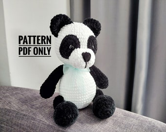 Crochet panda toy pattern, bear crochet toy pdf pattern, crochet animals pattern pdf pattern (English)