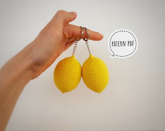 Crochet Lemon Keyring Pattern: Fruit Keychain (PDF Pattern)