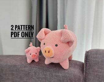 Pattern instructed pillow Pig, funny pig pattern, Piggy Pillow Pattern, Cute Pig Plushie Pattern, Crochet Piggy Pattern