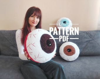 Crochet Eyeball Pattern PDF – Halloween Crochet Decor • Creepy Eye Pillow Tutorial