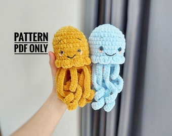 squid Crochet PATTERN Plush, Amigurumi Kawaii Stuffed Sea Animal, squid stuffed animal, amigurumi squid