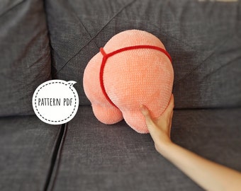 Gehaakt kussenpatroon, het Badonkadonk-patroon, Amigurumi-patroon voor beginners, tutorial over gehaakte borsten
