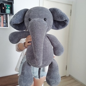 Crochet big grey elephant pillow pattern, big elephant pattern, Amigurumi patterns, Crochet elephant tutorial image 6