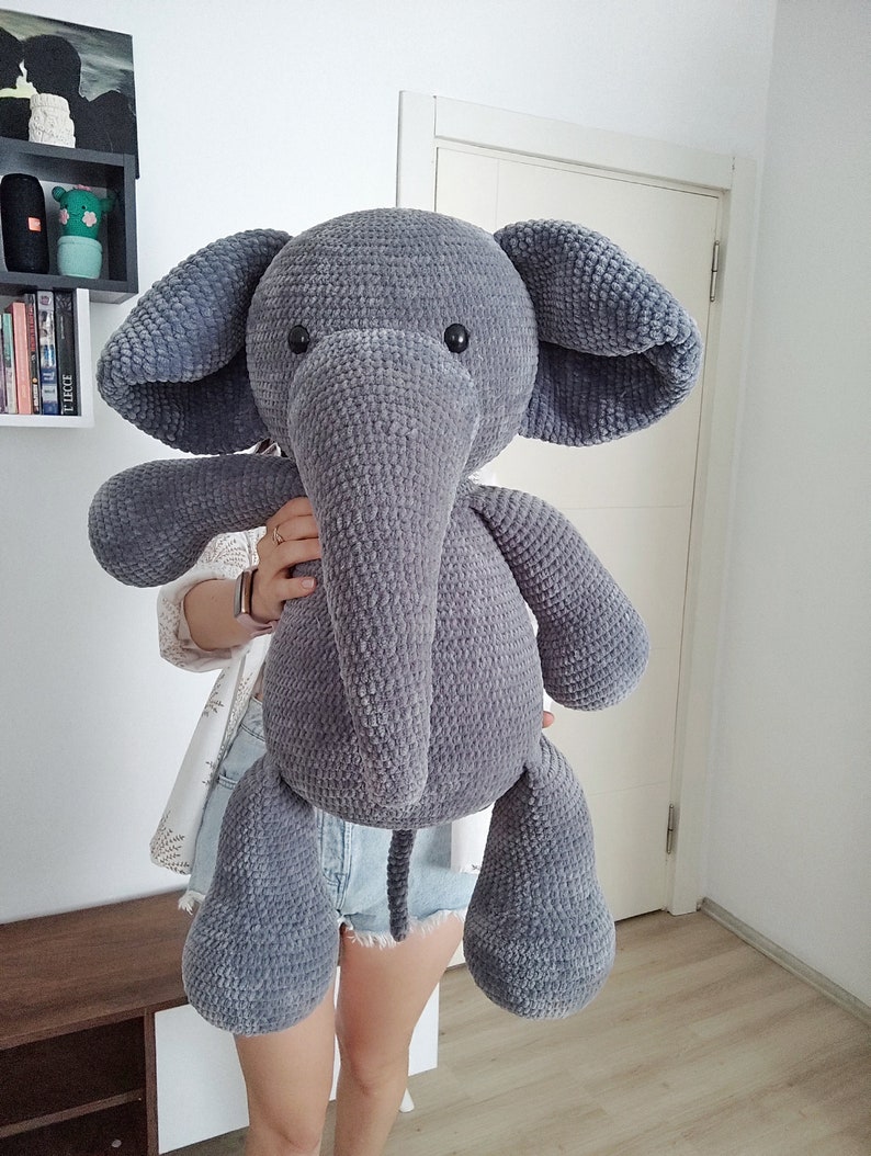 Crochet big grey elephant pillow pattern, big elephant pattern, Amigurumi patterns, Crochet elephant tutorial image 6