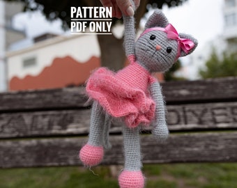 Crochet cat doll pattern English, Cat Amigurumi Pattern, seamless crocheted kitten instructions, baby shower, birthday gift, home decor