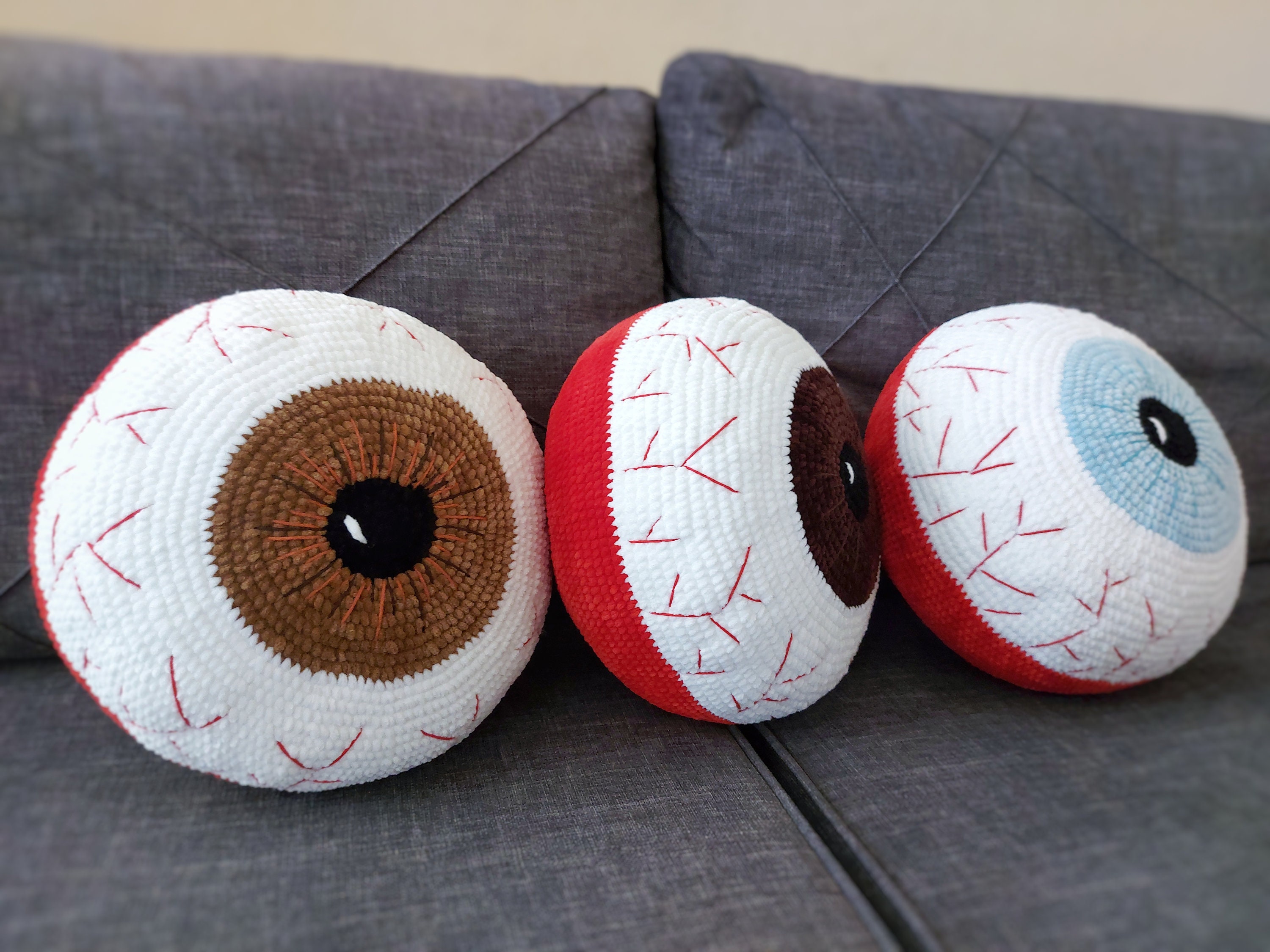 40 Eye Crochet Patterns: Mesmerizing Designs for Every Crochet Enthusiast 27 Crochet Eyeball Halloween Crochet Decor Creepy Eye Pillow