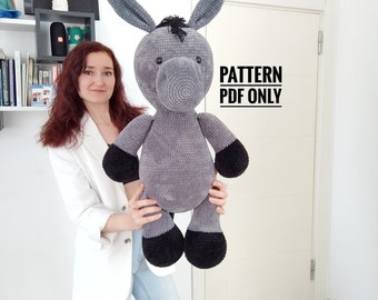 PDF plush big donkey, Crochet Pattern English, big donkey, Crochet Pattern, big donkey Amigurumi Pattern (English)