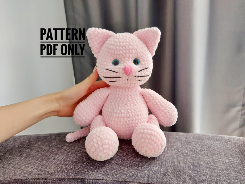 Virkat kattamigurumimönster: Kattungeplyschleksak (PDF) bild 1