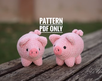 Pattern instructed Pig English, funny pig pattern, Piggy Pattern, Cute Pig Plushie Pattern, Crochet Piggy Pattern