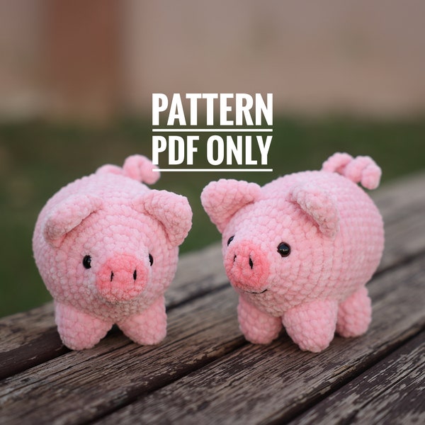 Pattern instructed Pig English, funny pig pattern, Piggy Pattern, Cute Pig Plushie Pattern, Crochet Piggy Pattern